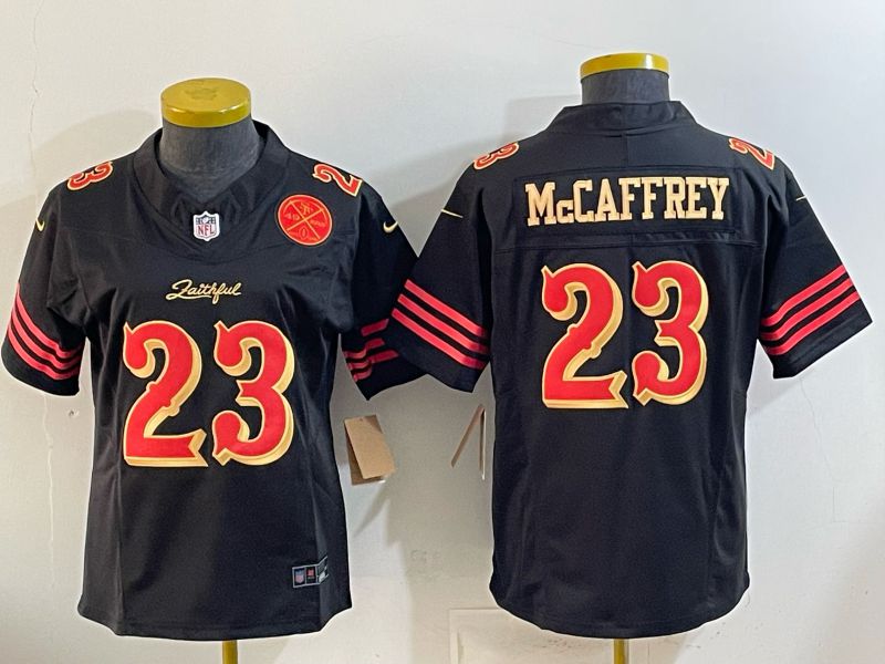 Youth 2026 San Francisco 49ers #23 Mccaffrey Black gold Nike Limited NFL Jersey style 06->youth nfl jersey->Youth Jersey